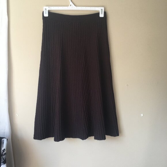 Suzy Shier Brown Skirt A line Viscose Med H2H-1018-2- Stretch Ribbed Waist. - Picture 2 of 7